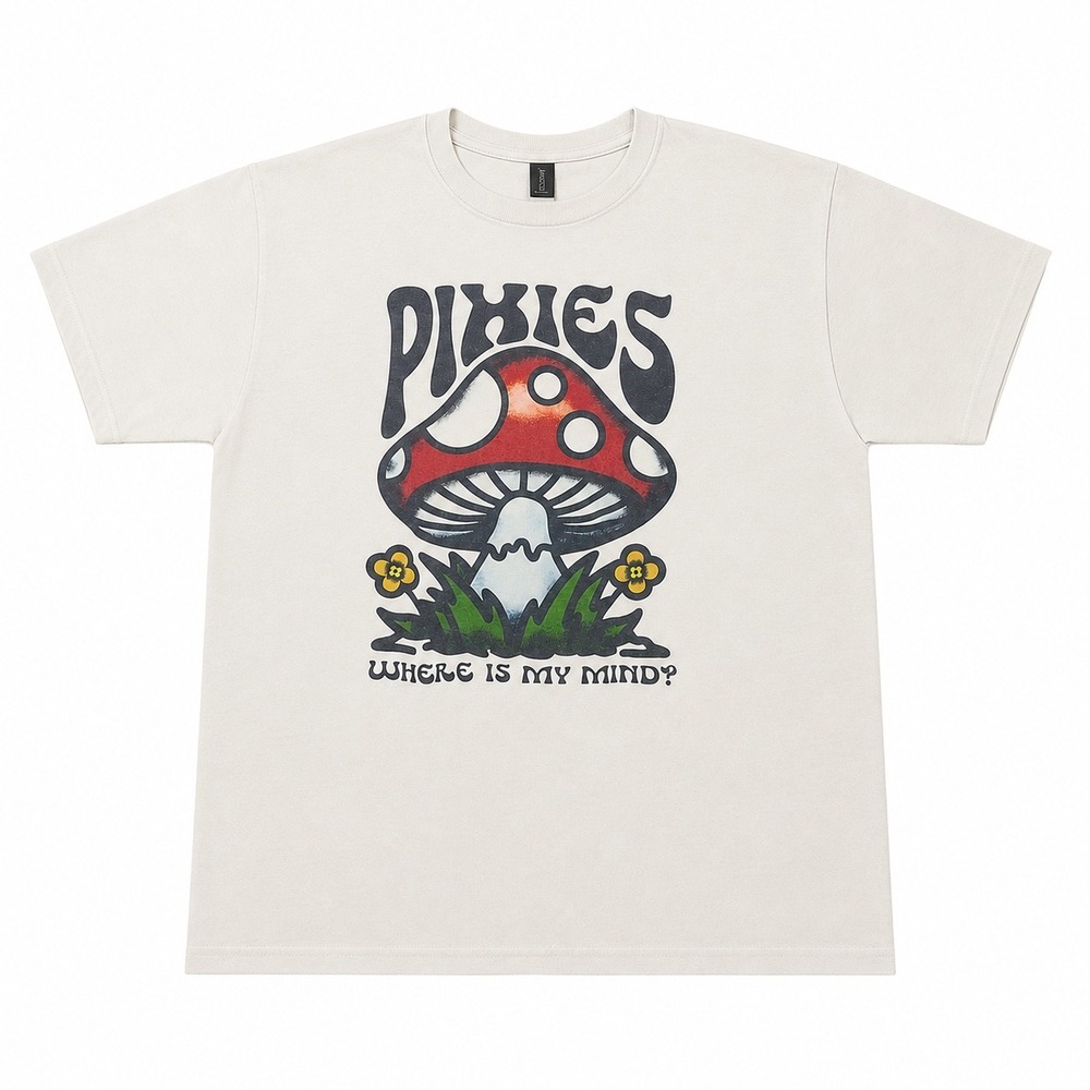 Pixies Where Is My Mind Mushroom Graphic T-Shirt White Mens Large